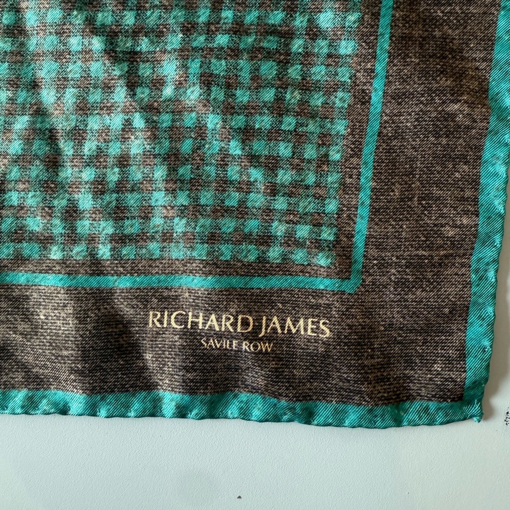 Richard James Turquoise and Brown Silk Scarf